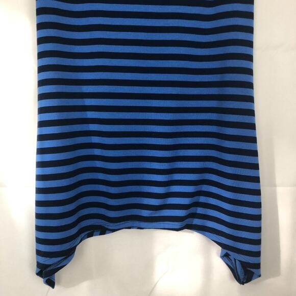 Indigo Sharkbite Hem Asymmetrical Striped Top Size Medium - Picture 8 of 10